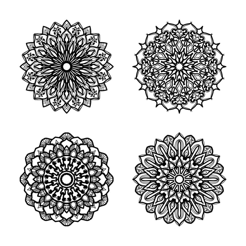Collections Circular pattern in the form of a mandala for Henna, tattoos. Coloring book page. vector