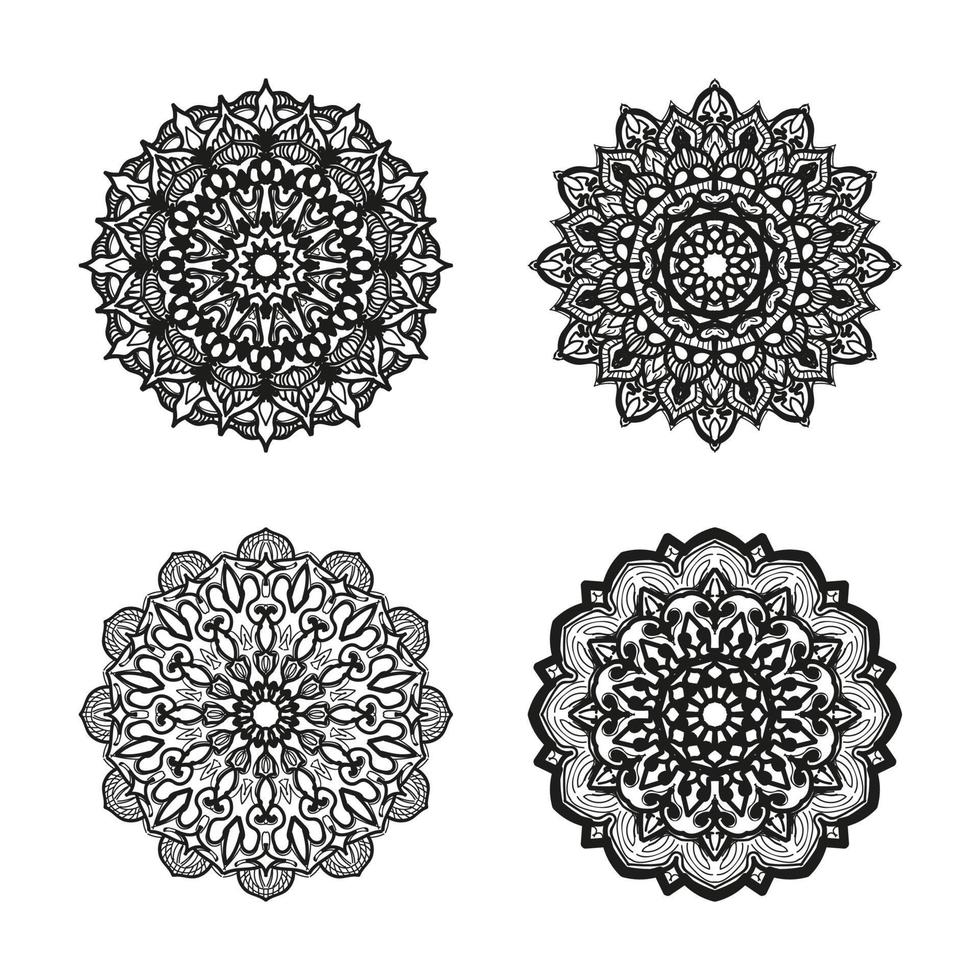 Collections Circular pattern in the form of a mandala for Henna, tattoos. Coloring book page. vector