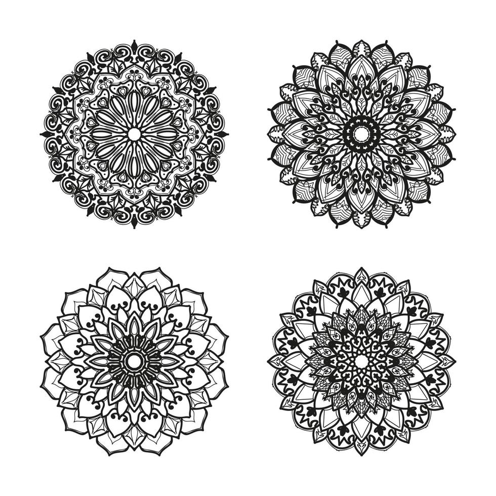 colecciones patrón circular en forma de mandala para henna, tatuajes. página del libro para colorear. vector