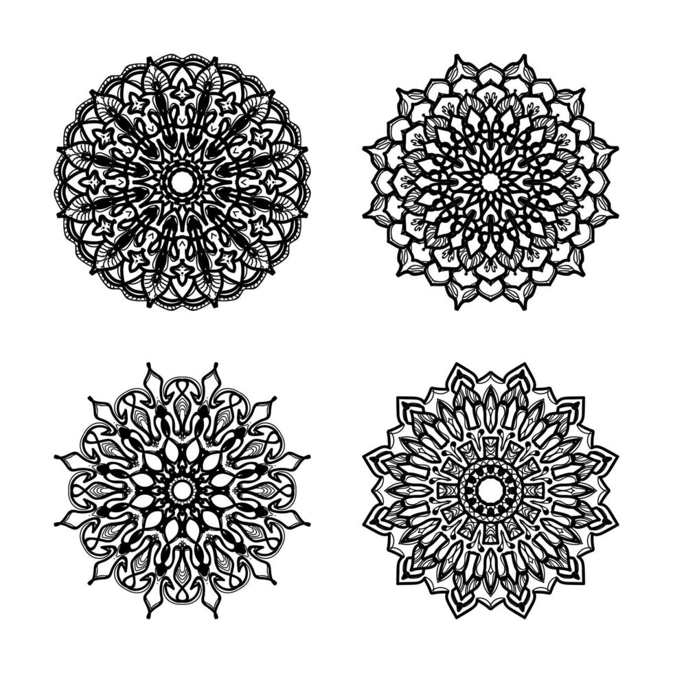 Collections Circular pattern in the form of a mandala for Henna, tattoos. Coloring book page. vector