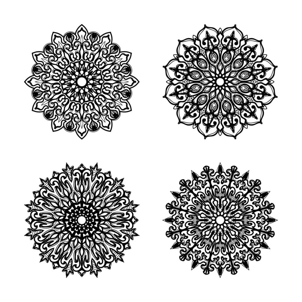 colecciones patrón circular en forma de mandala para henna, tatuajes. página del libro para colorear. vector