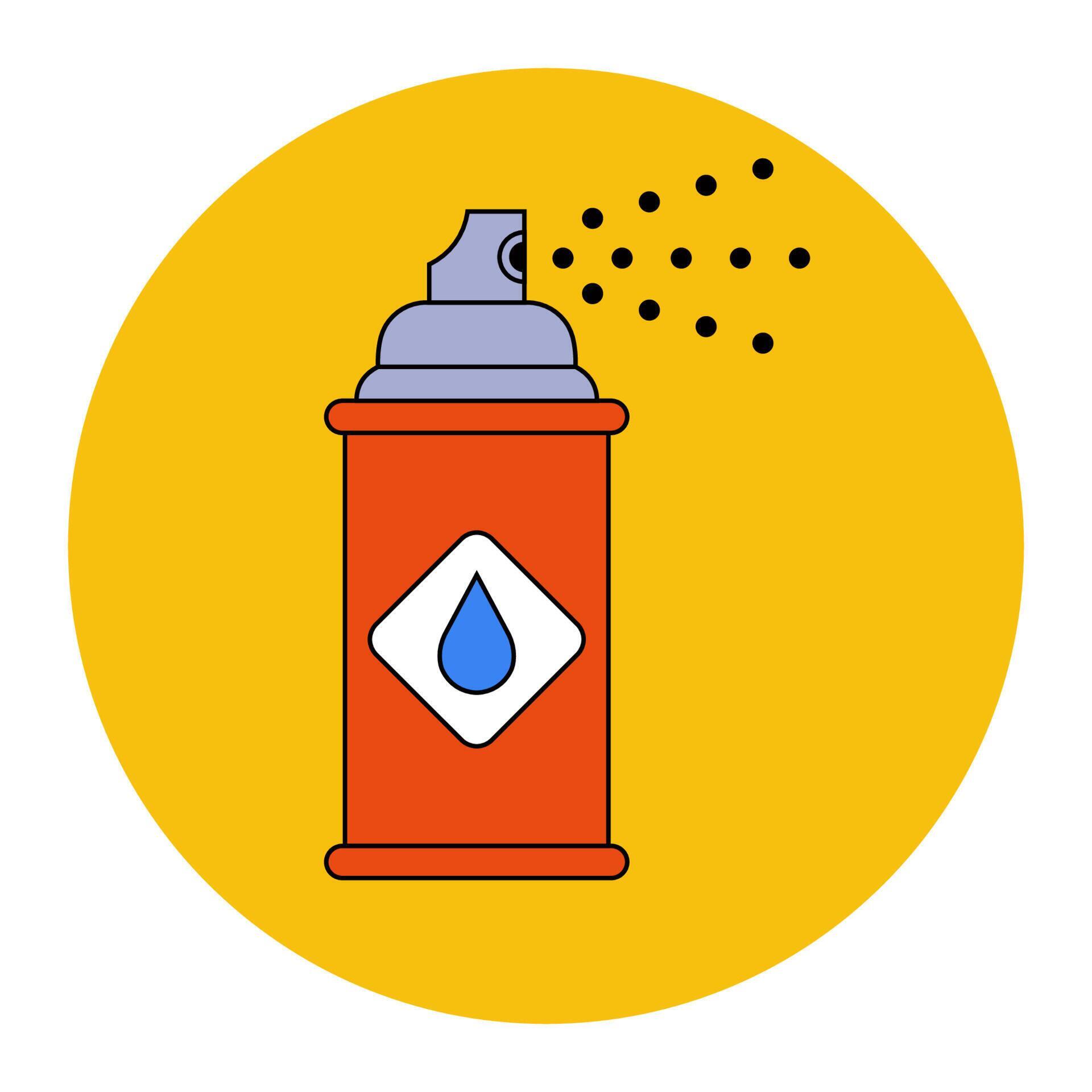 iron spray paint for graffiti. flat vector illustration on yellow