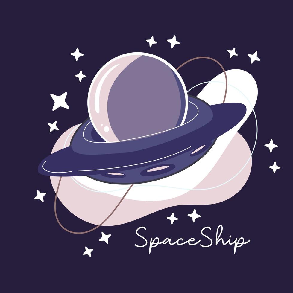 space, cosmonaut and galaxy cartoon style illustration vector