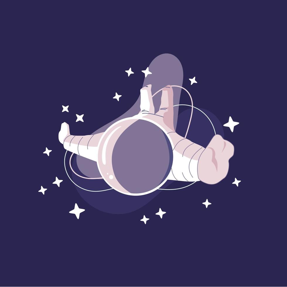 space, cosmonaut and galaxy cartoon style illustration vector