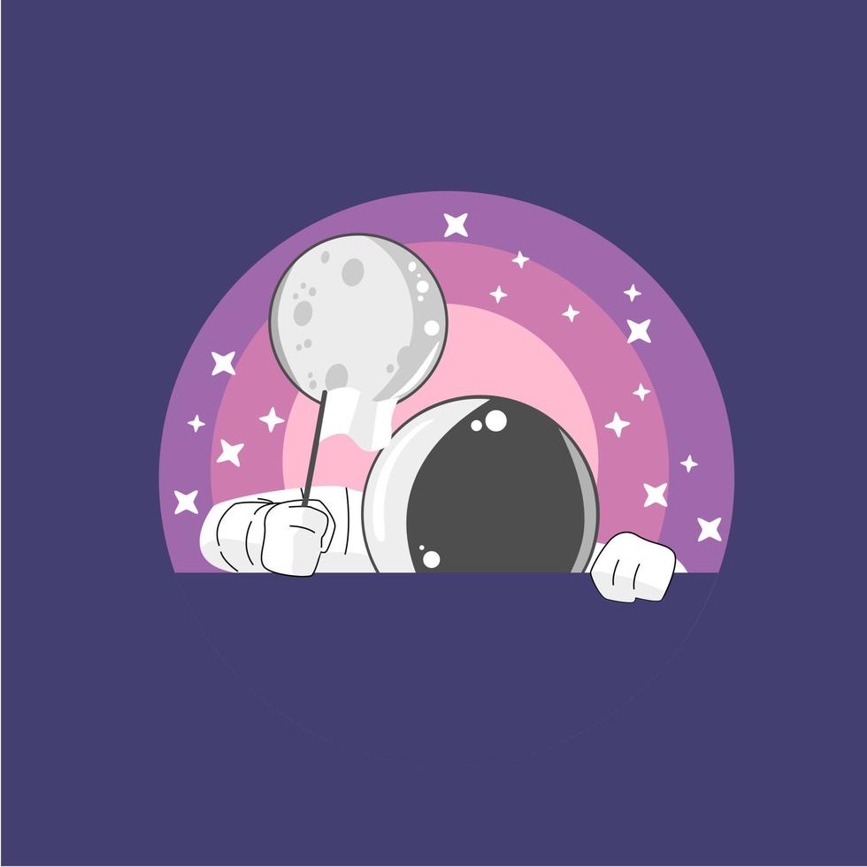 space, cosmonaut and galaxy cartoon style illustration vector