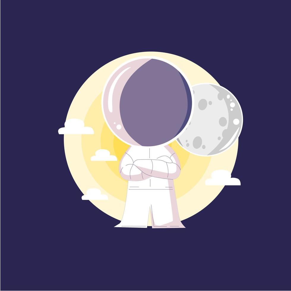 space, cosmonaut and galaxy cartoon style illustration vector