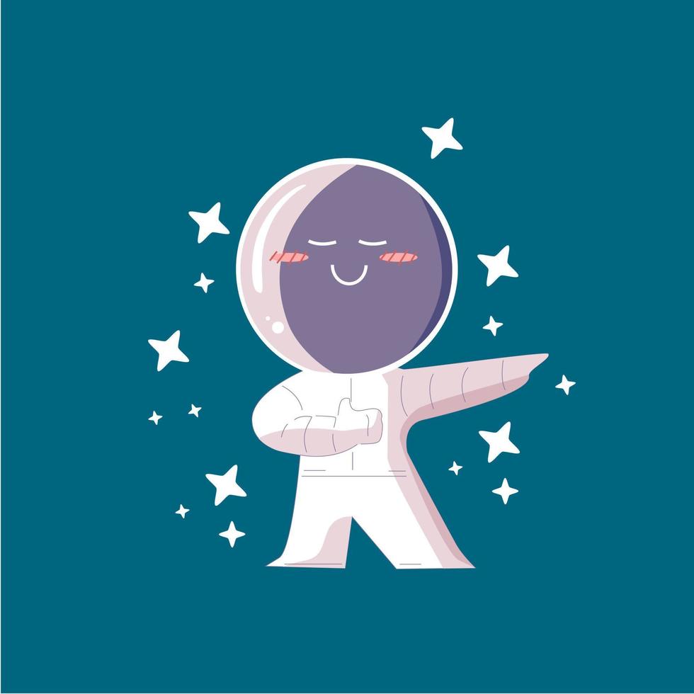 space, cosmonaut and galaxy cartoon style illustration vector