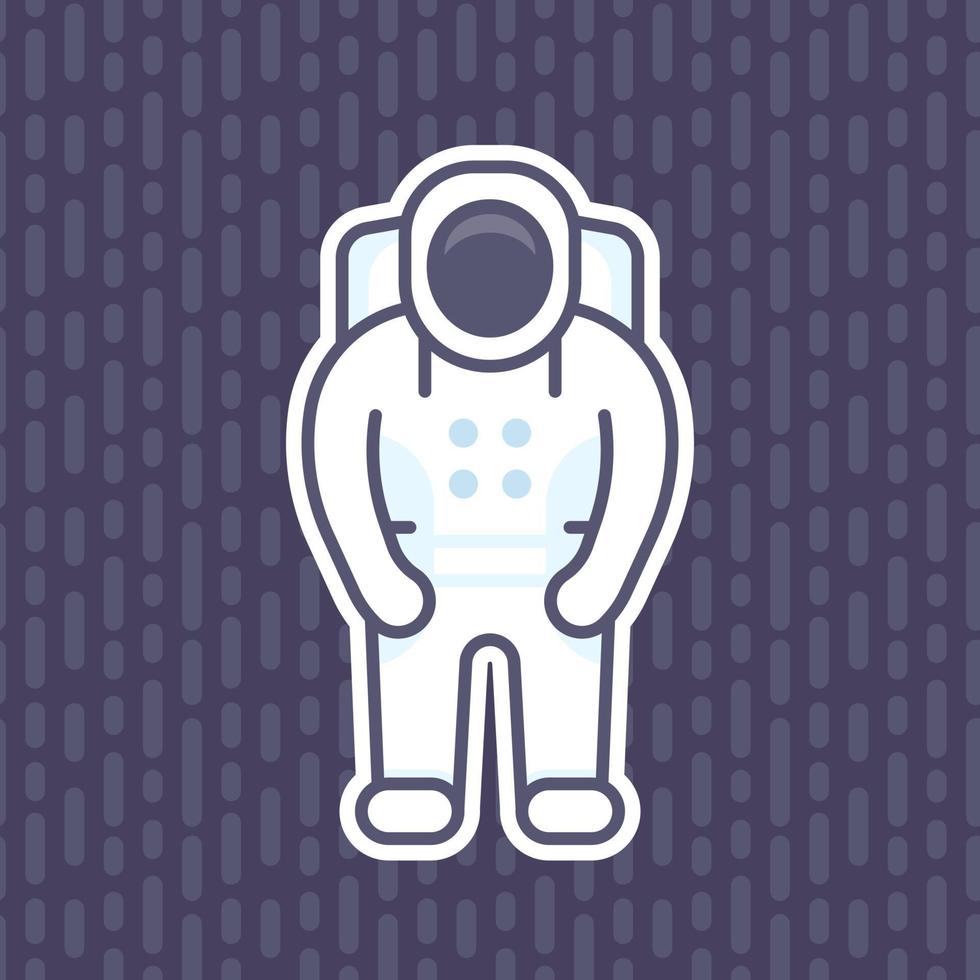 Astronaut icon, flat style, space suit sticker vector