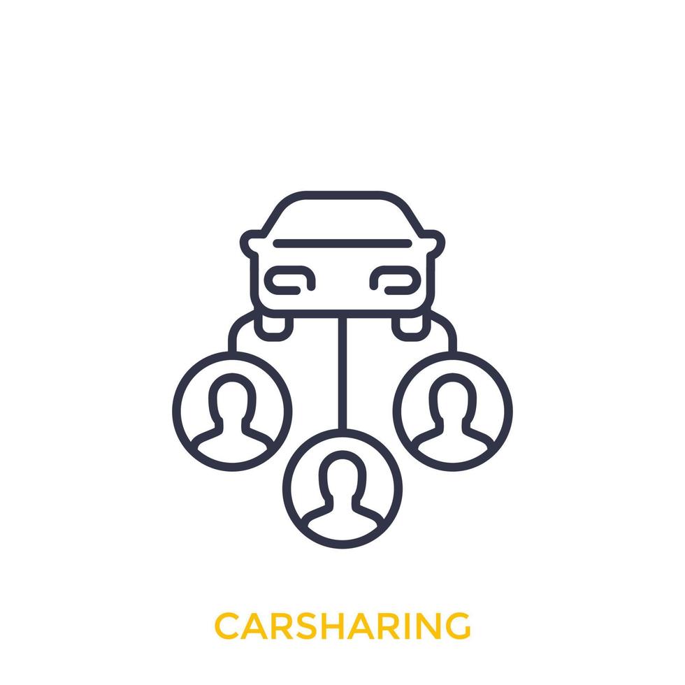 carsharing vector line icon on white
