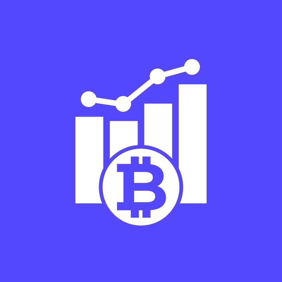 bitcoin growing icon with a chart, vector