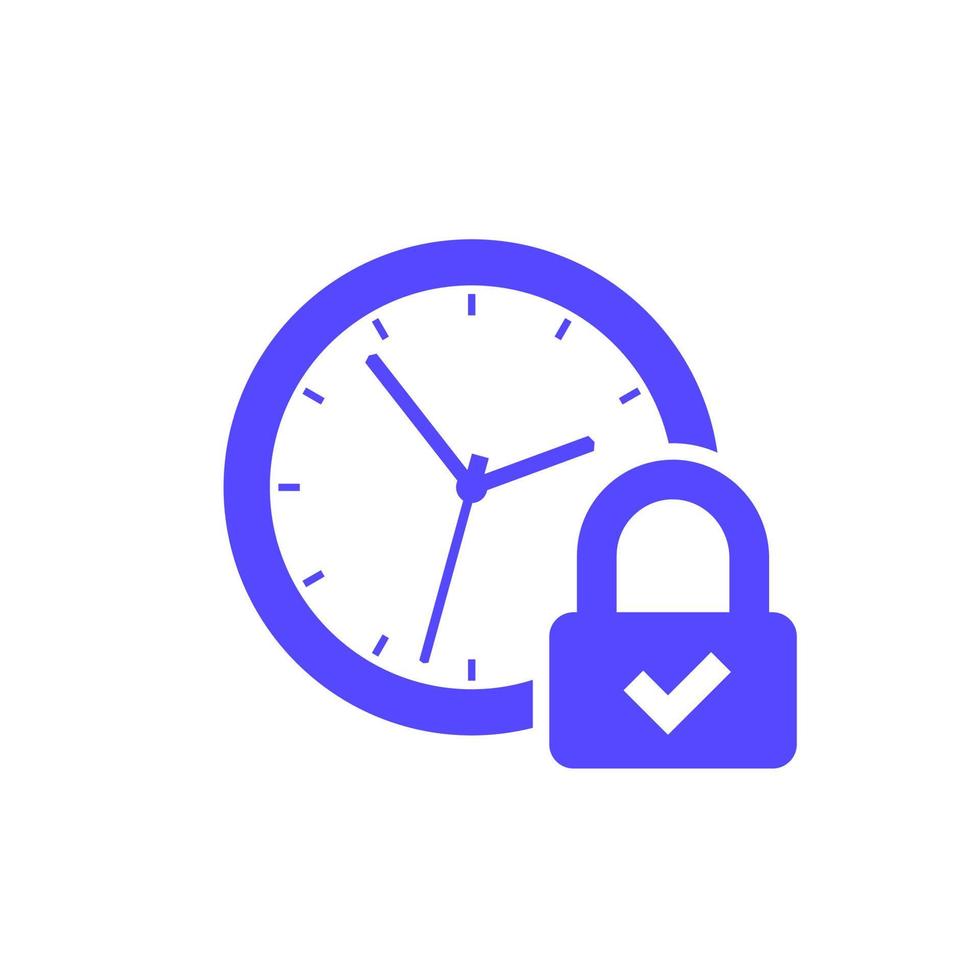 icono de bloqueo y tiempo con un reloj vector