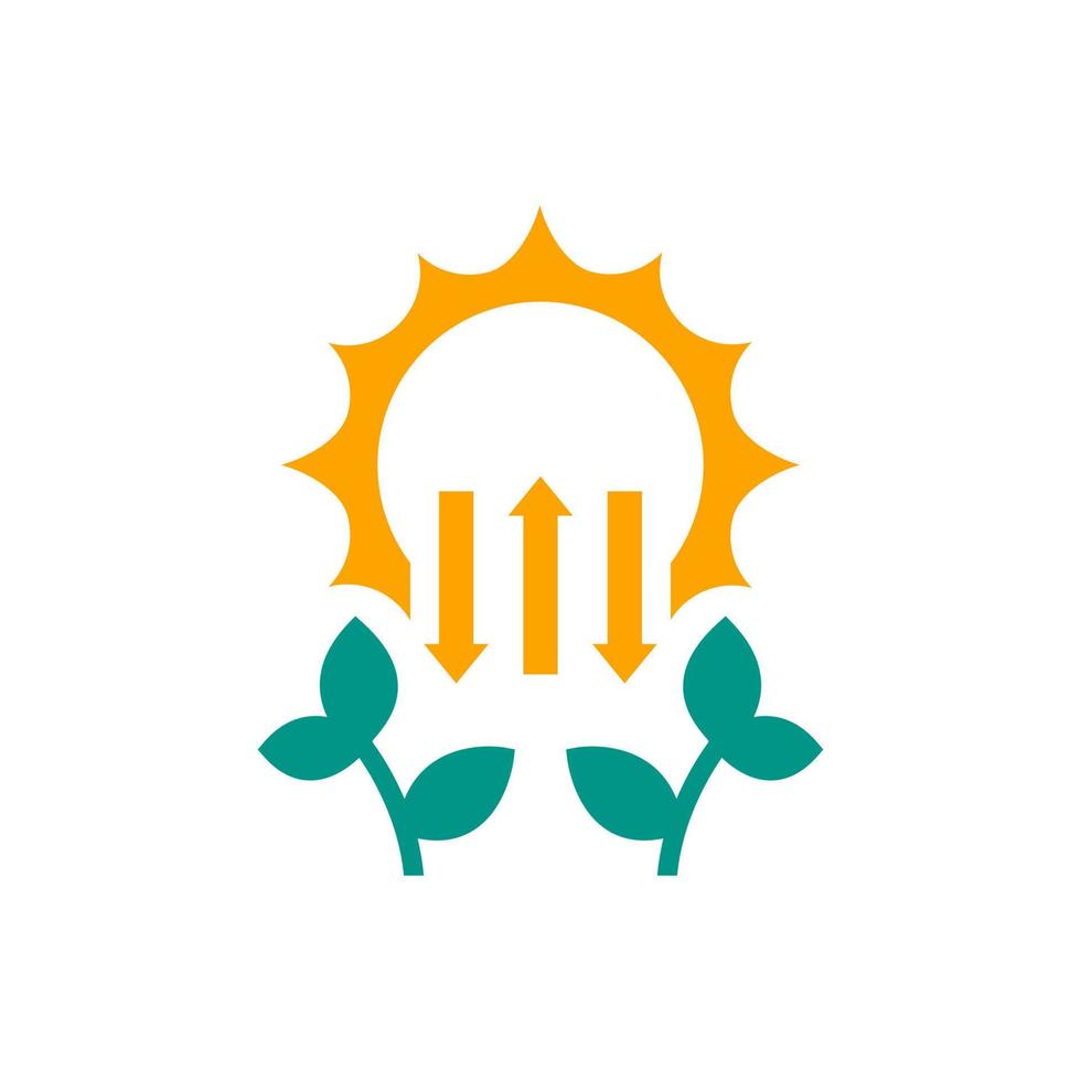 photosynthesis icon with sun and plant vector