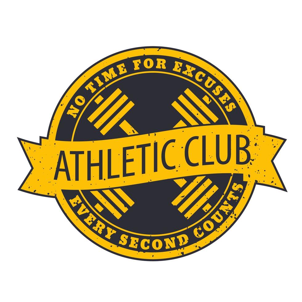 Athletic club round emblem, logo on white, vector illustration