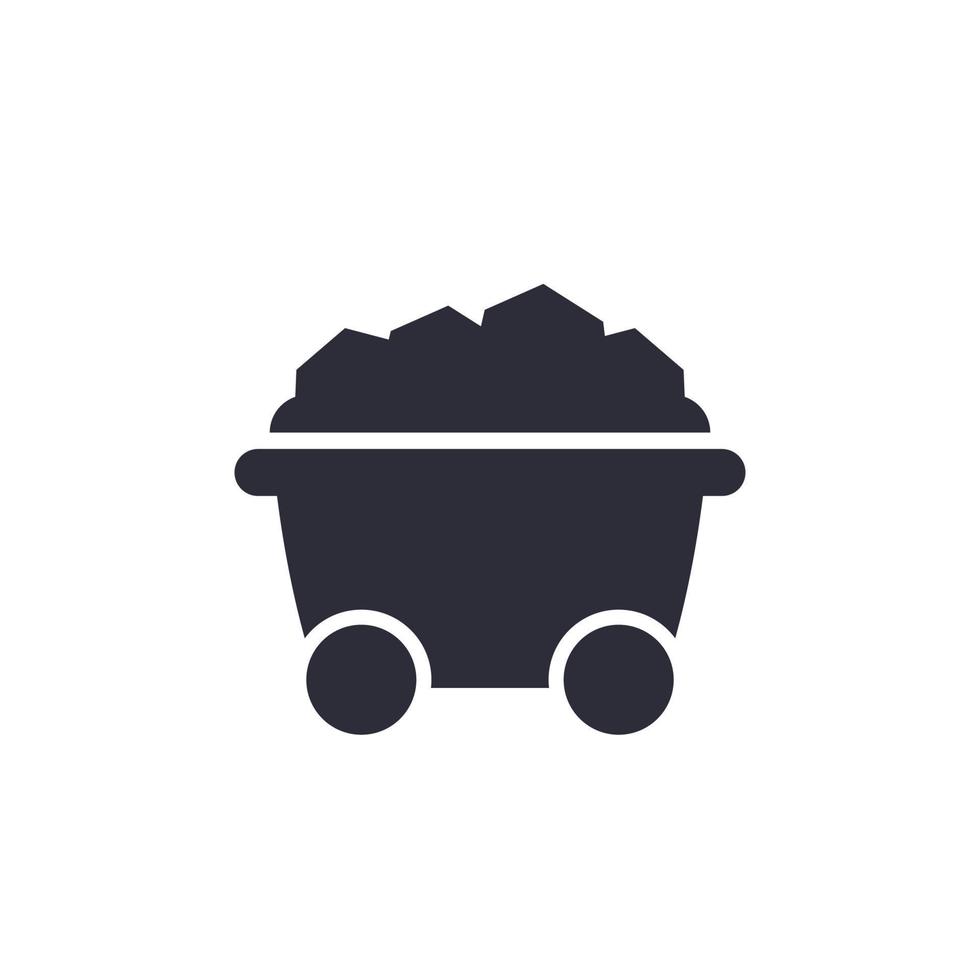minecart icon, mine wagon with coal vector