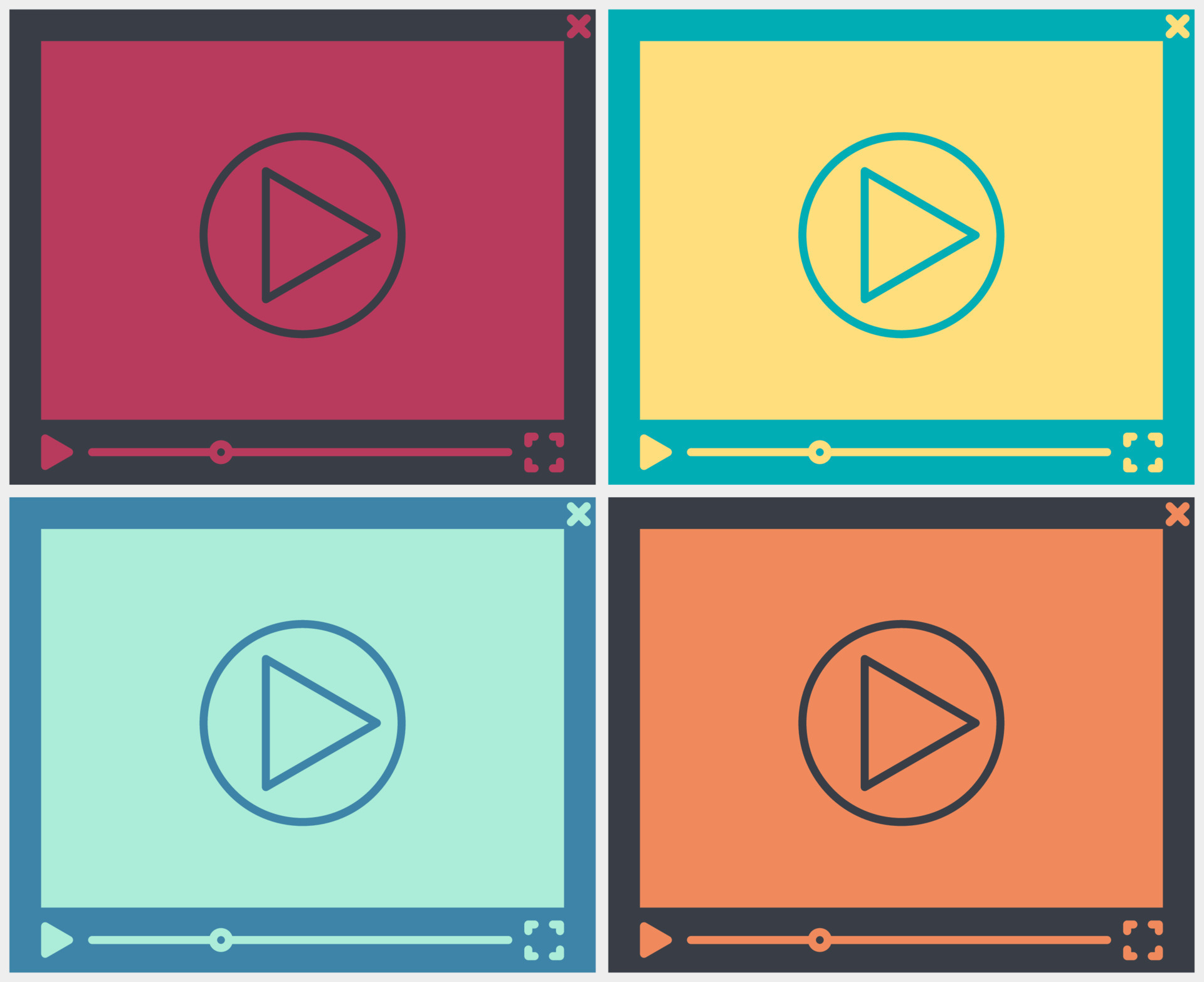 video-player-template-flat-style-in-different-colors-7756055-vector