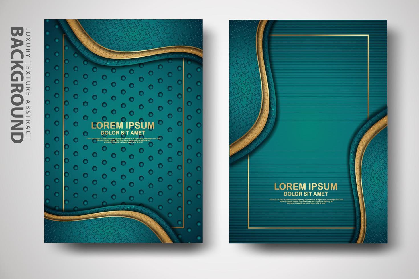 Vector two set of cover design template with luxury and elegant wave, circle and overlap layers background with glitters effect. Realistic textured on background