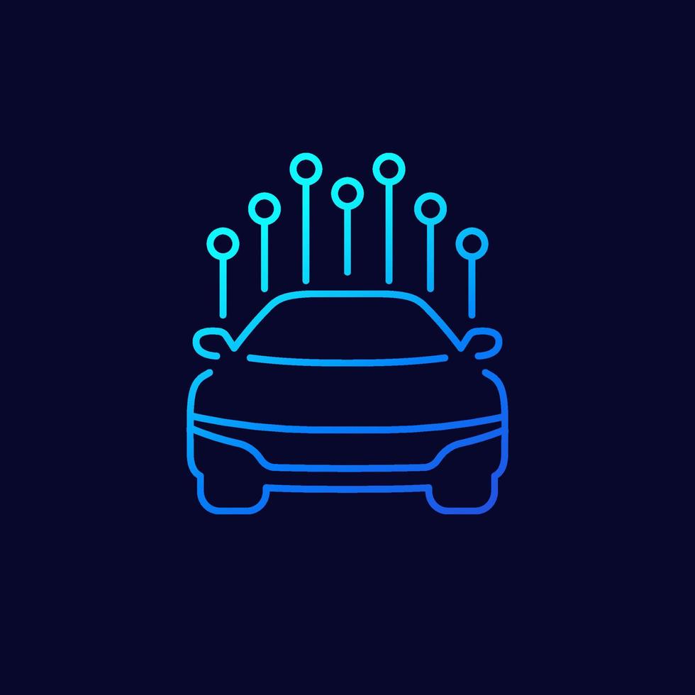 carsharing line icon with a car, vector