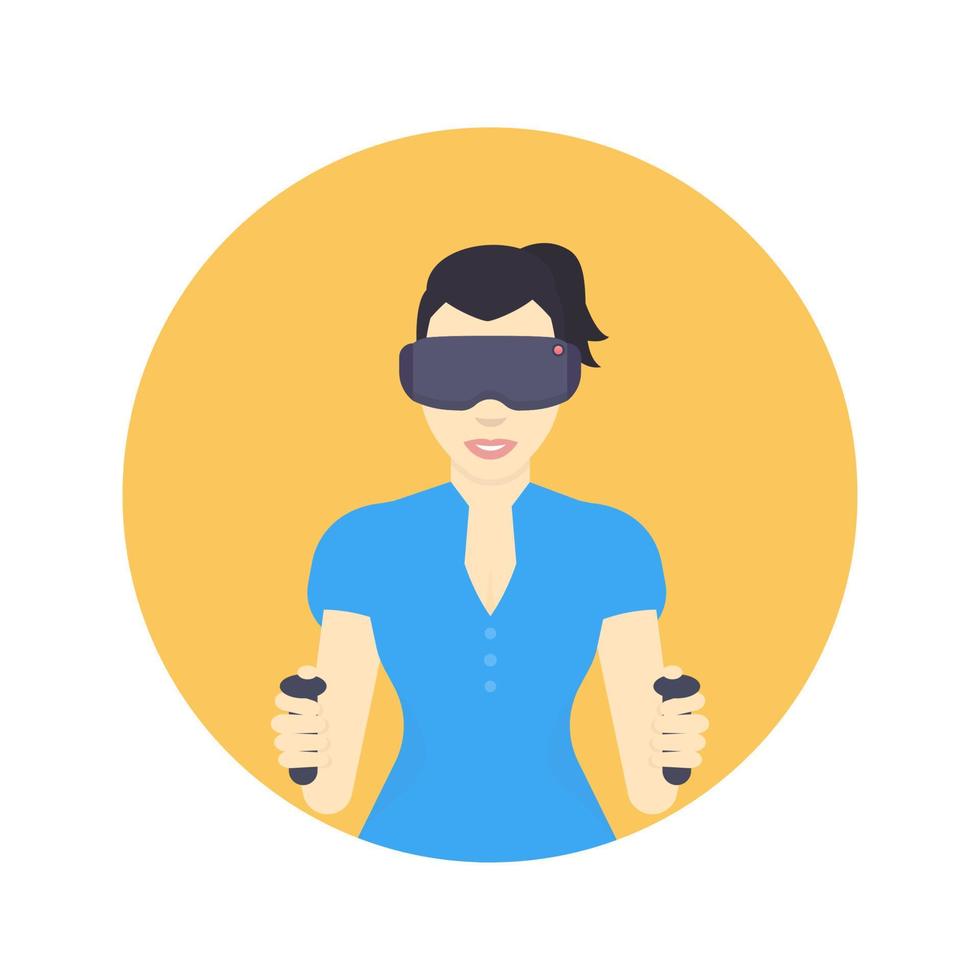 girl in vr headset, virtual reality glasses, flat style female character, vector illustration