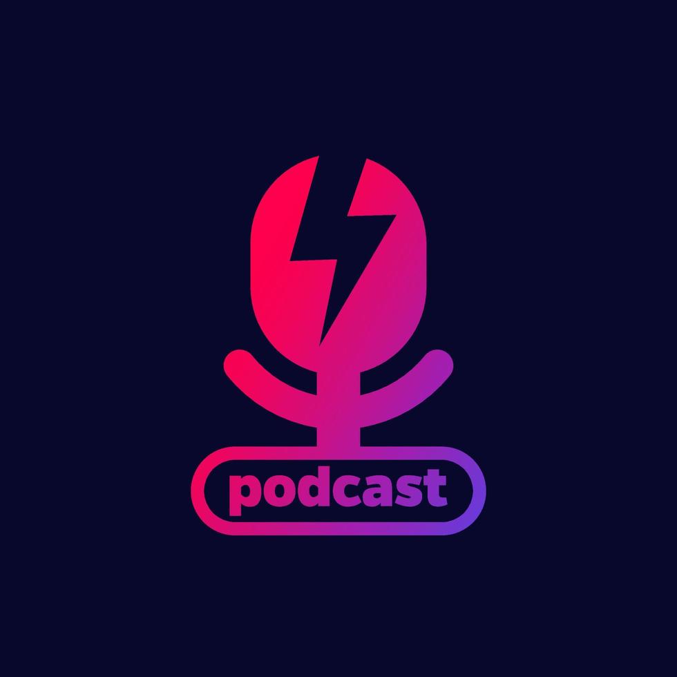 diseño de logotipo de podcast con un micrófono, vector