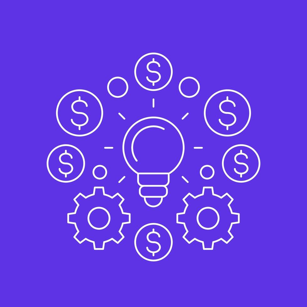 innovations and fintech icon, line vector
