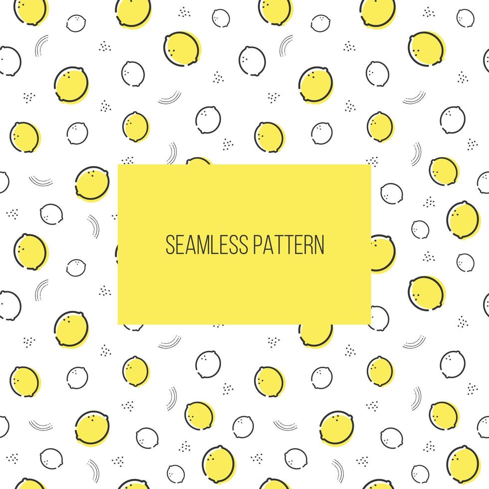 Lemon vector seamless pattern. Lemon in a simple Scandinavian, cartoon, drawing style. Illustration in limited pastel tones ideal for printing on fabric, wrapping paper.