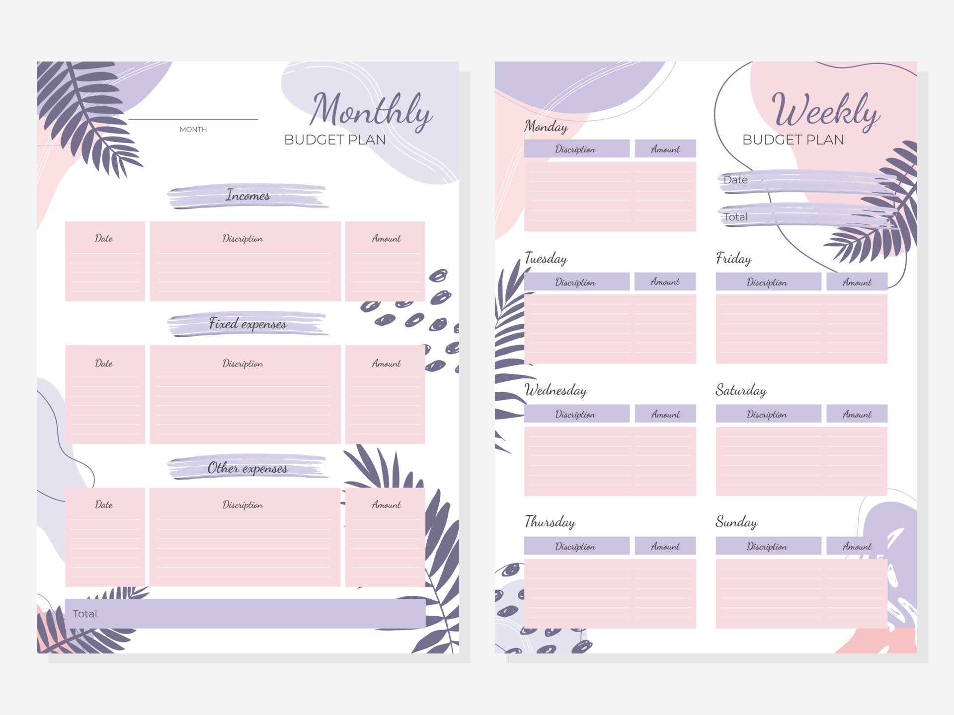 Fiche Budget Mensuel (digital) – Budget Diary