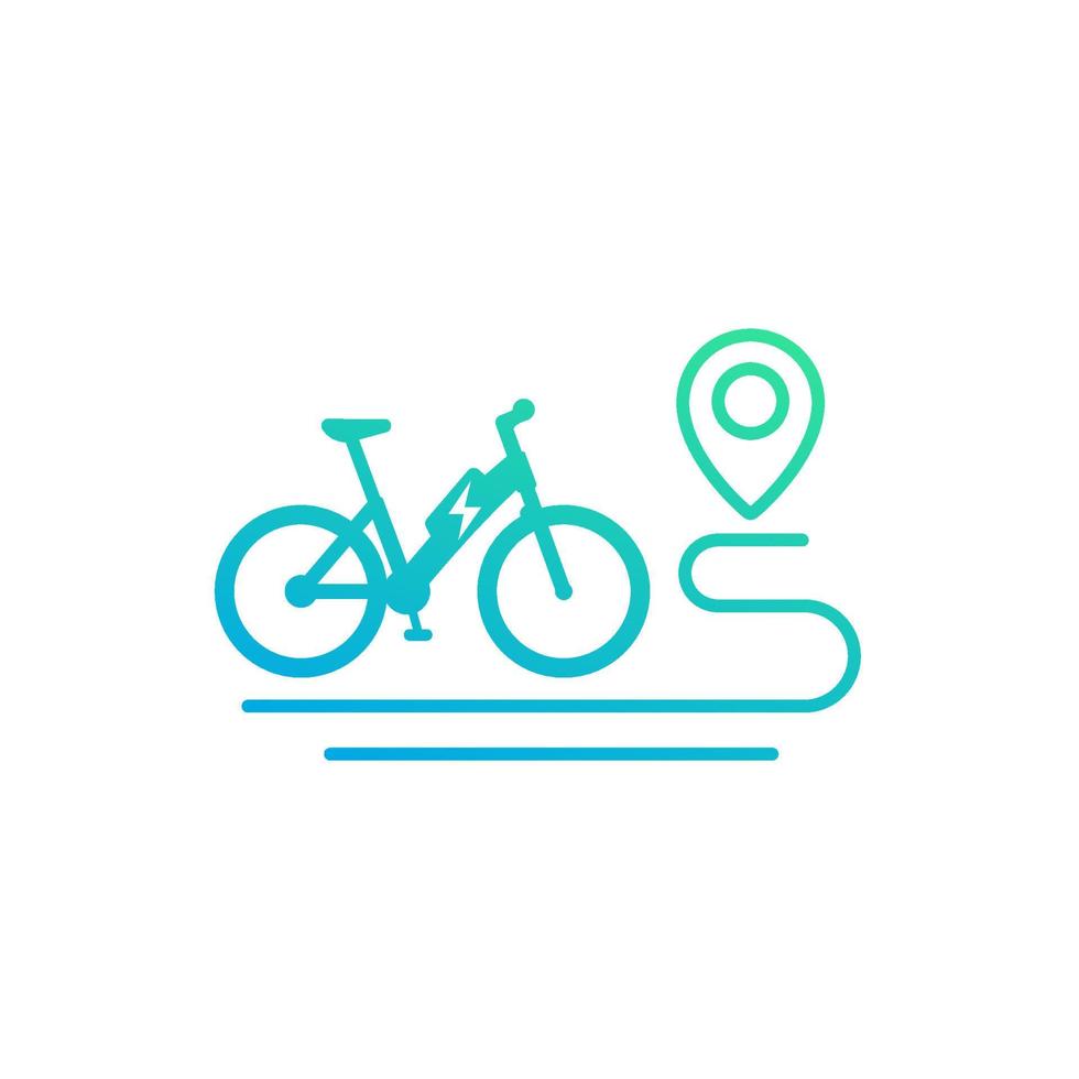 Electric bike and route icon on white vector