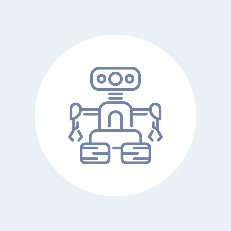 Robotics line icon, robot vector sign, mechanical engineering isolated icon, pictogram, vector illustration
