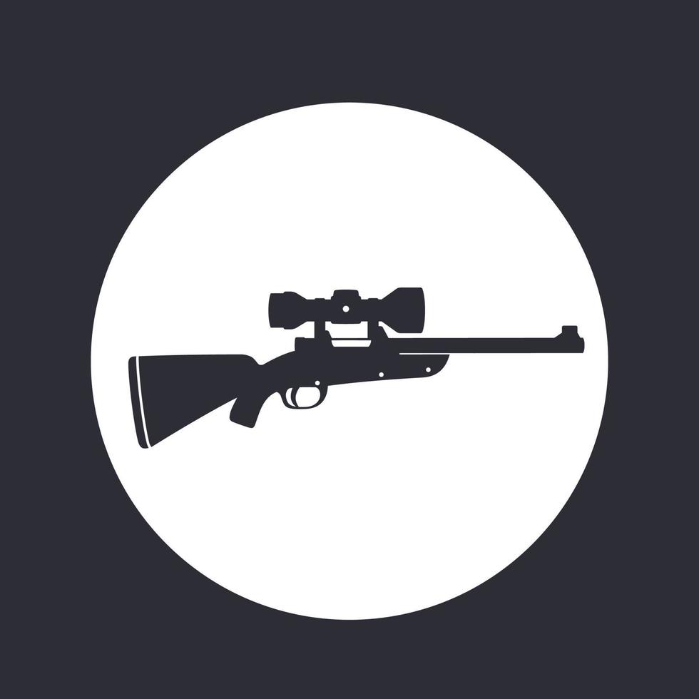 Hunting rifle with optical sight, sniper rifle icon vector