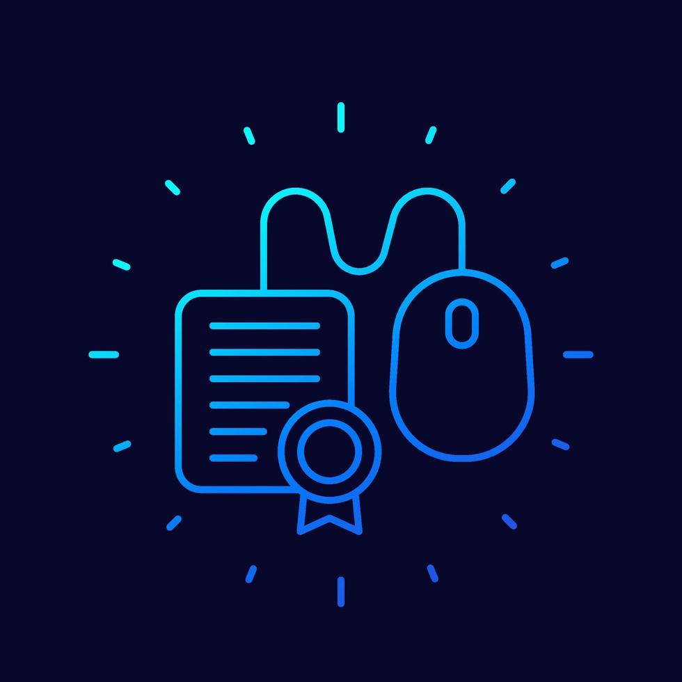 online education line vector icon with a diploma