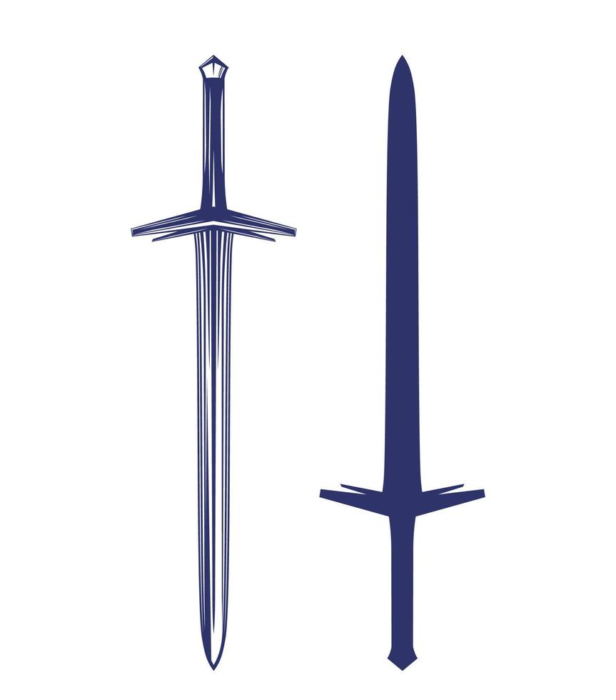 espada, glaive medieval aislado en blanco vector