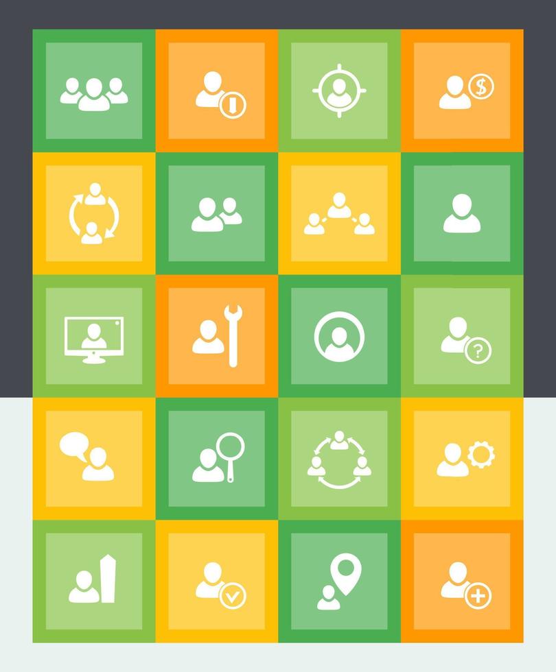 Human resources icons, HR, personnel management, material style vector