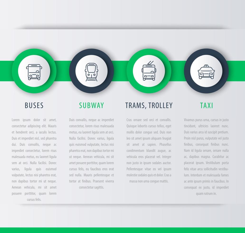 City transport, infographic elements, linear icons, vector illustration