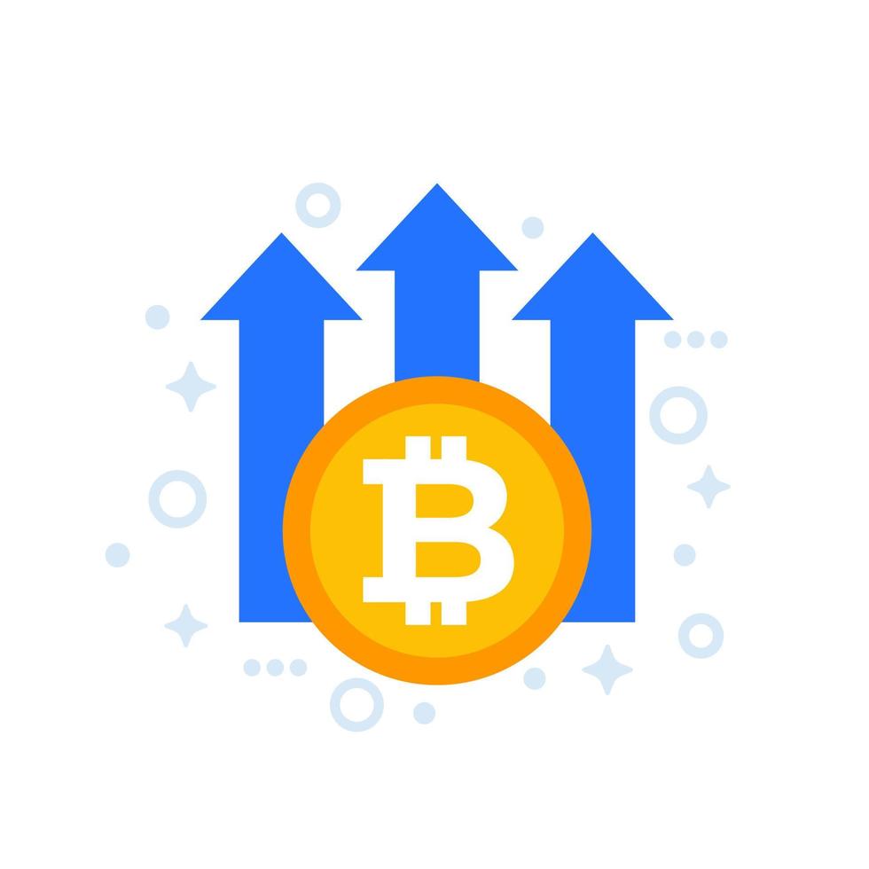 bitcoin growth icon, vector art