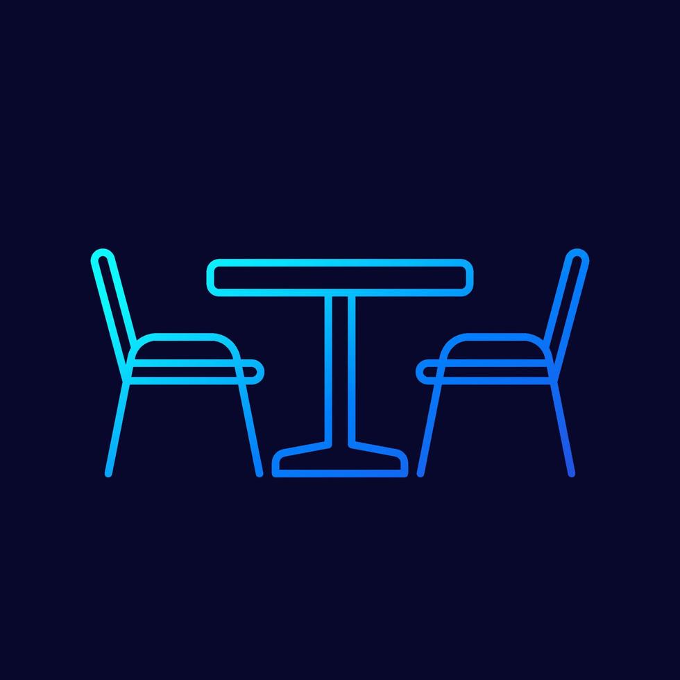 dining table and chairs line vector icon