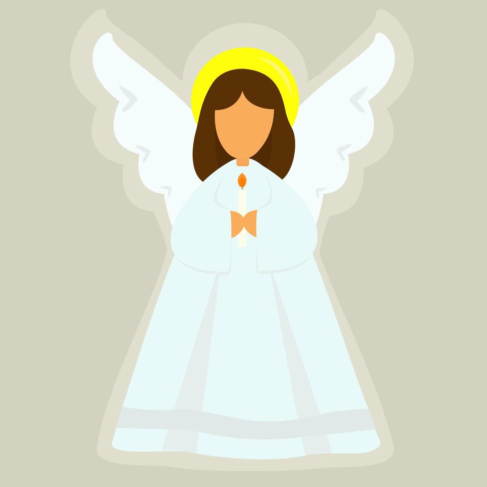 Christmas angel with a candle. vector