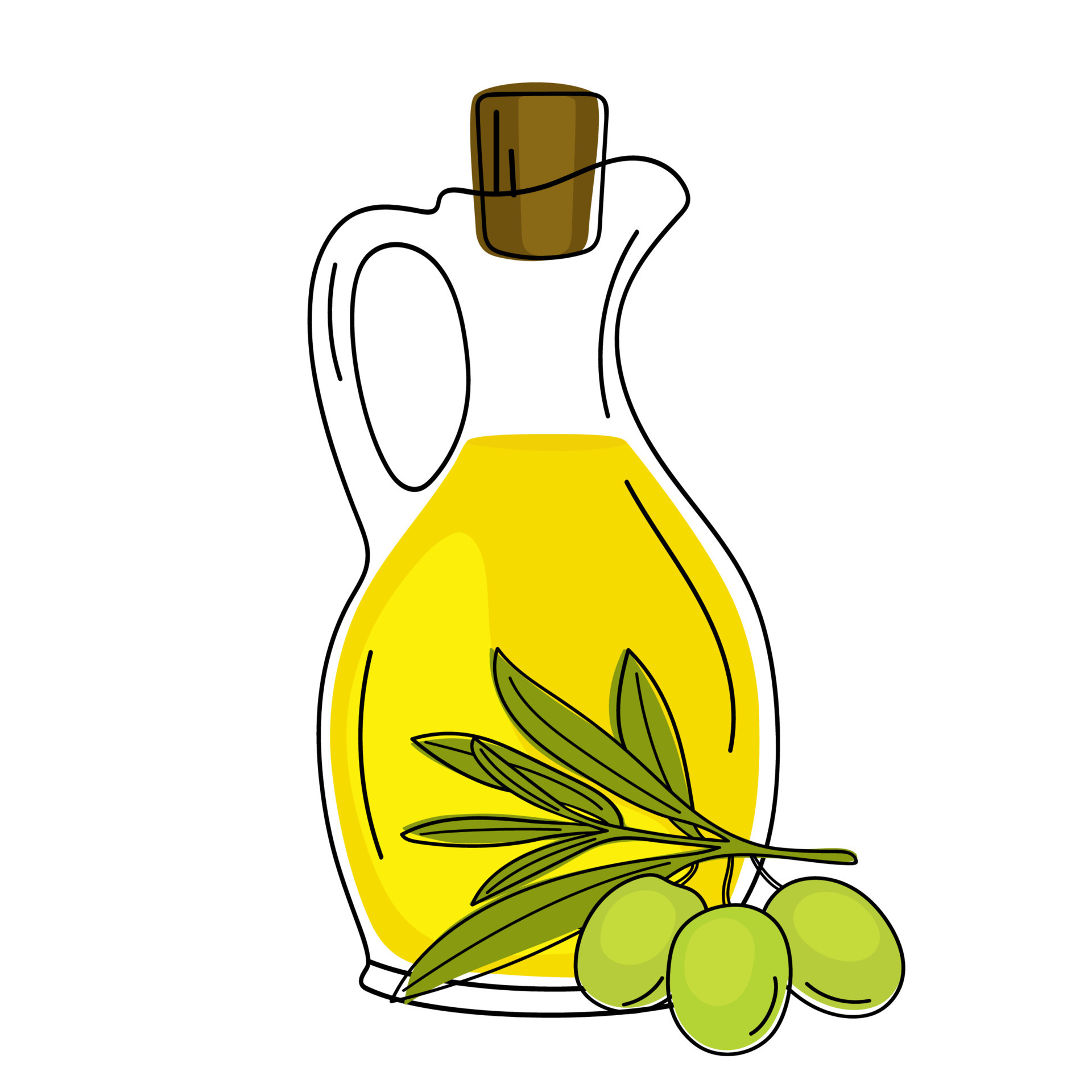 jarra de vidrio dibujada a mano con aceite de oliva. 7756385 Vector en