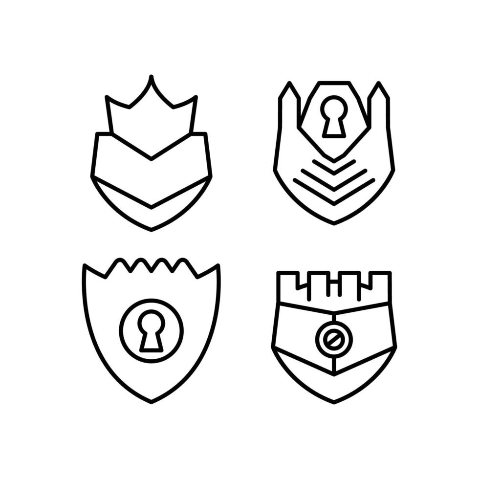 shield badge line icons vector