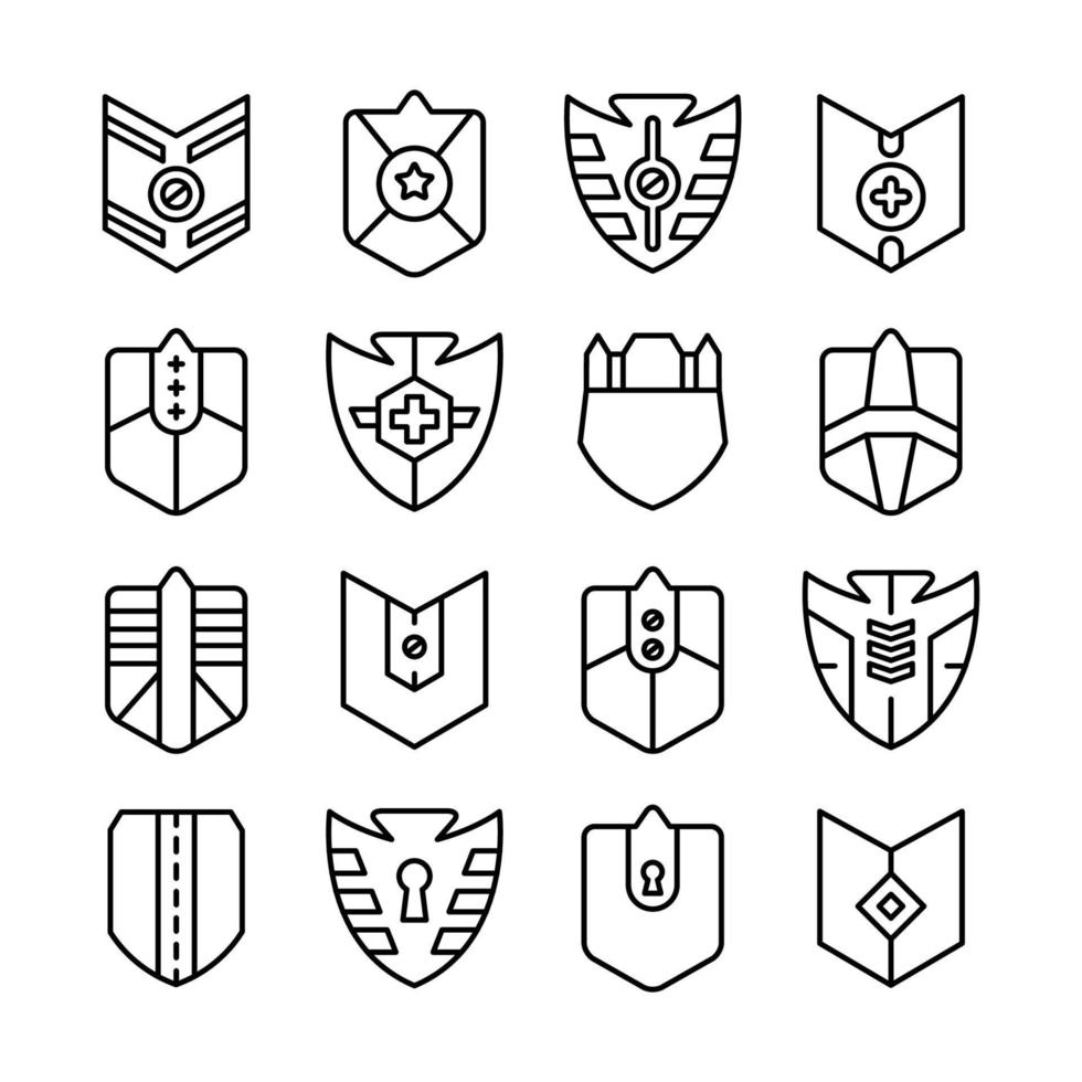 shield badge line icons vector