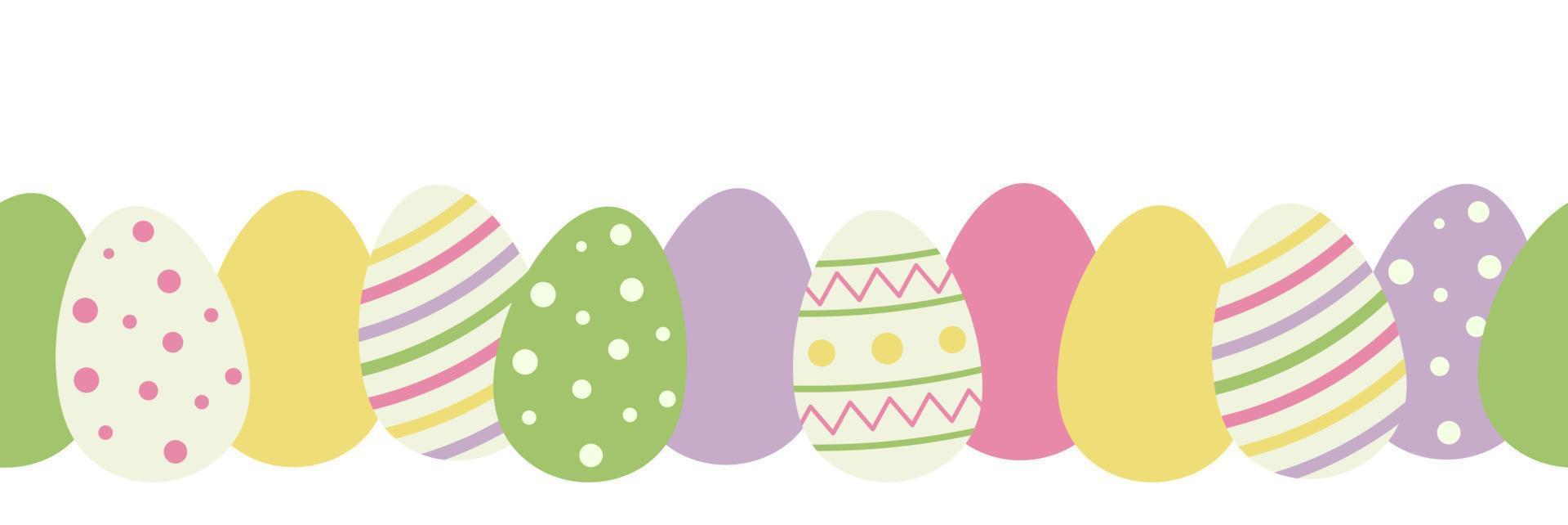 Easter seamless border with colorful eggs vector