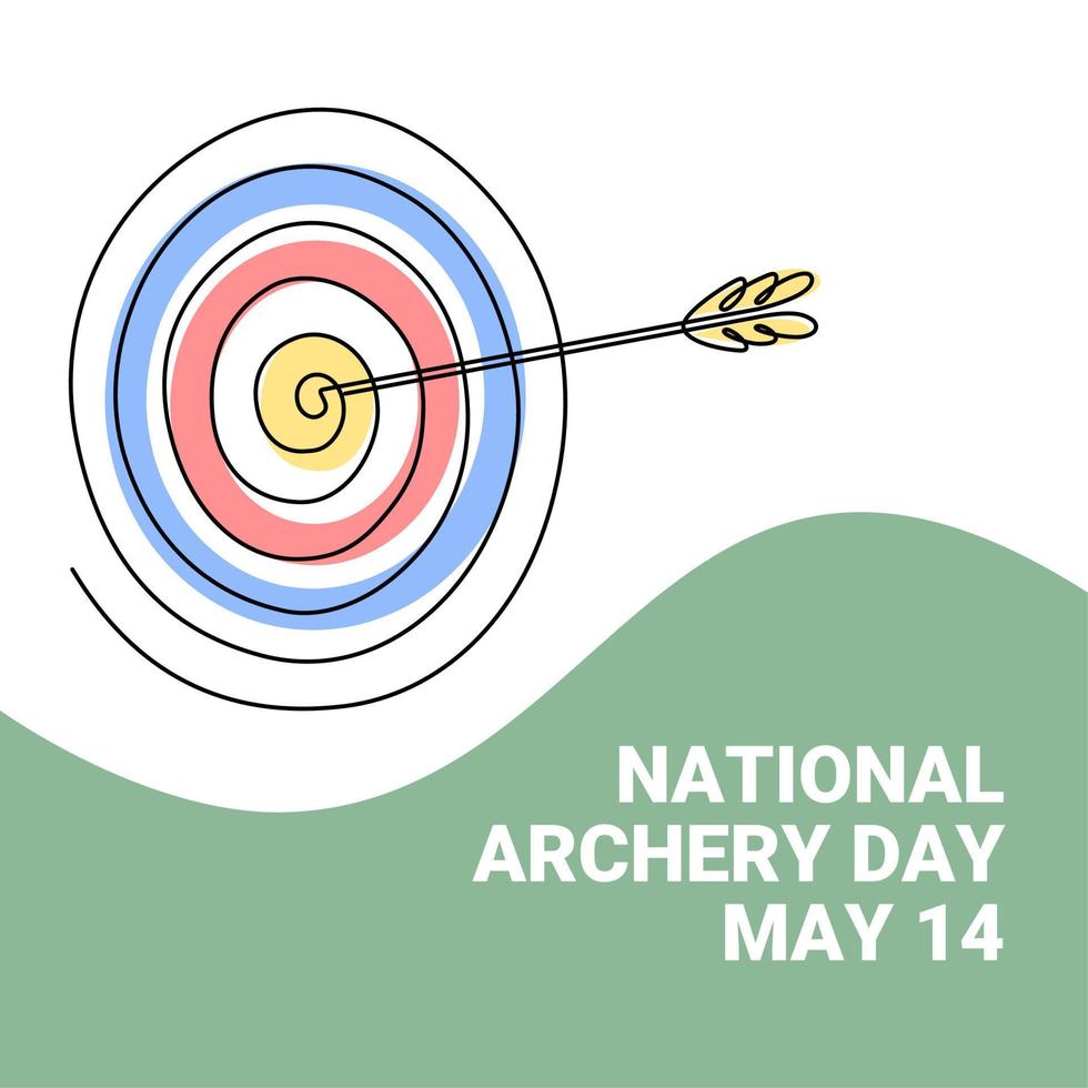 The art of scribbled arrows on target, as a template or national archery day poster. vector illustration