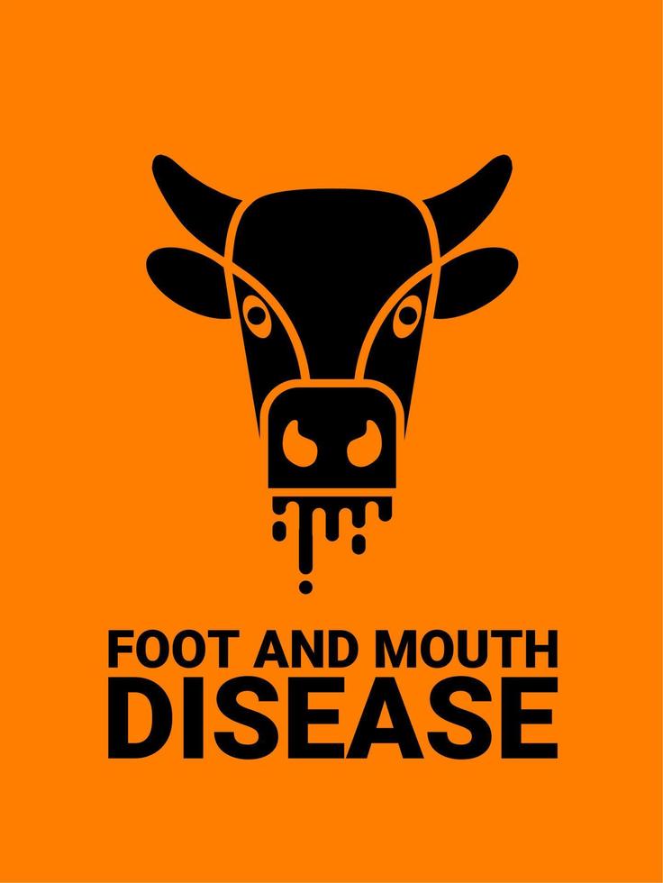 Warning signs of foot and mouth disease. vector illustration.