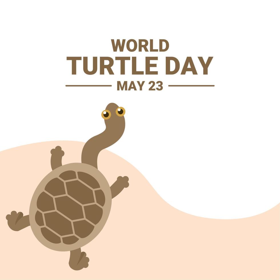 World turtle day banner, with snake neck turtle vector illustration.