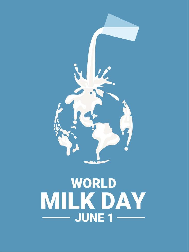 Vector illustration, globe splashed with a glass of milk, as world milk day concept.