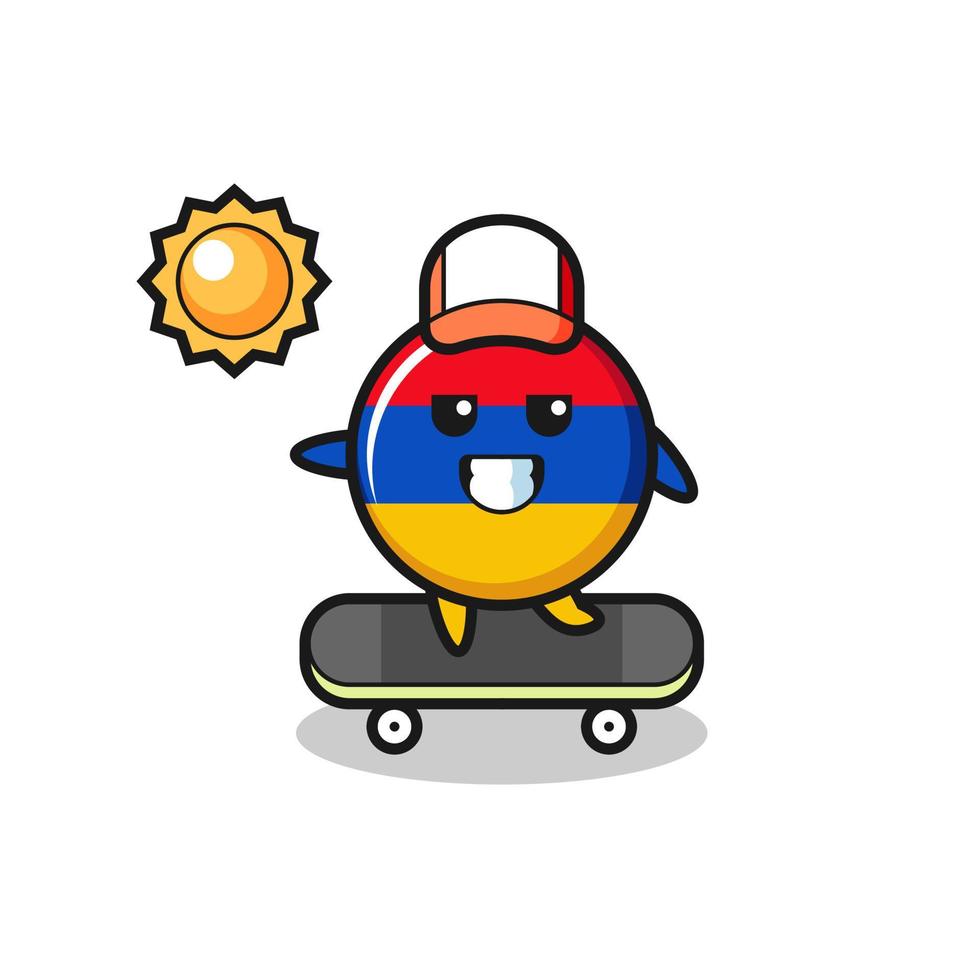 ilustración de personaje de bandera de armenia andar en patineta vector