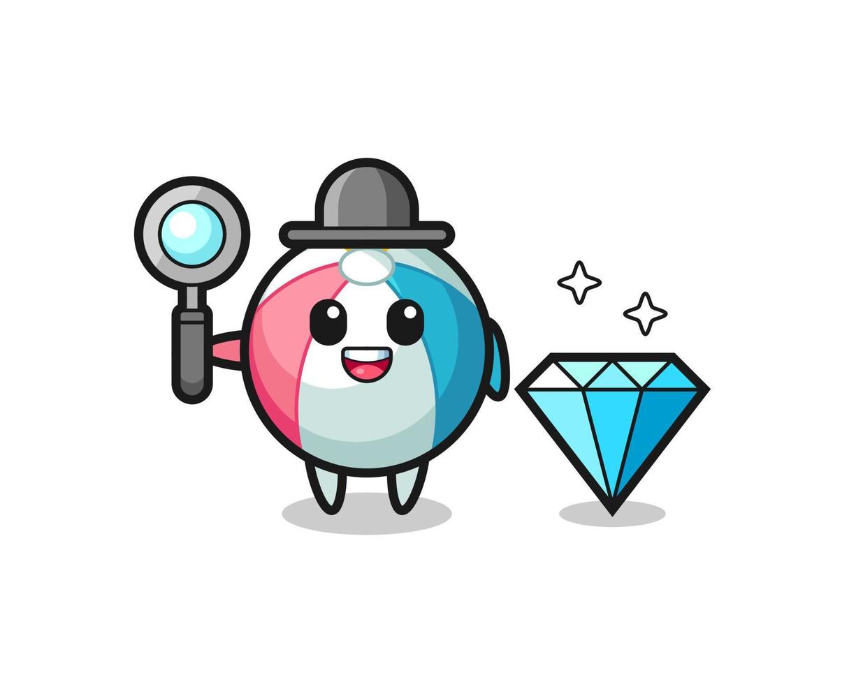 Illustration of beach ball character with a diamond vector