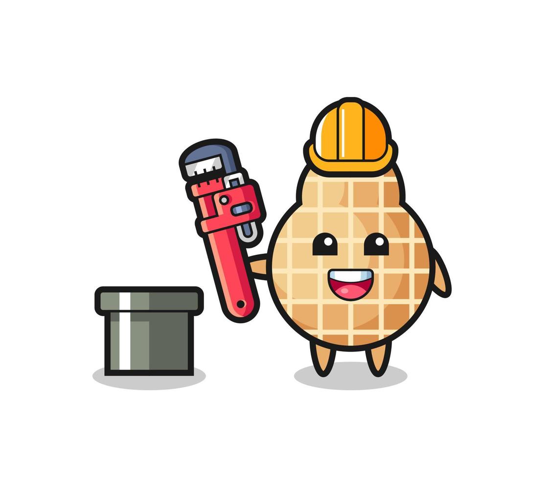 Character Illustration of peanut as a plumber vector
