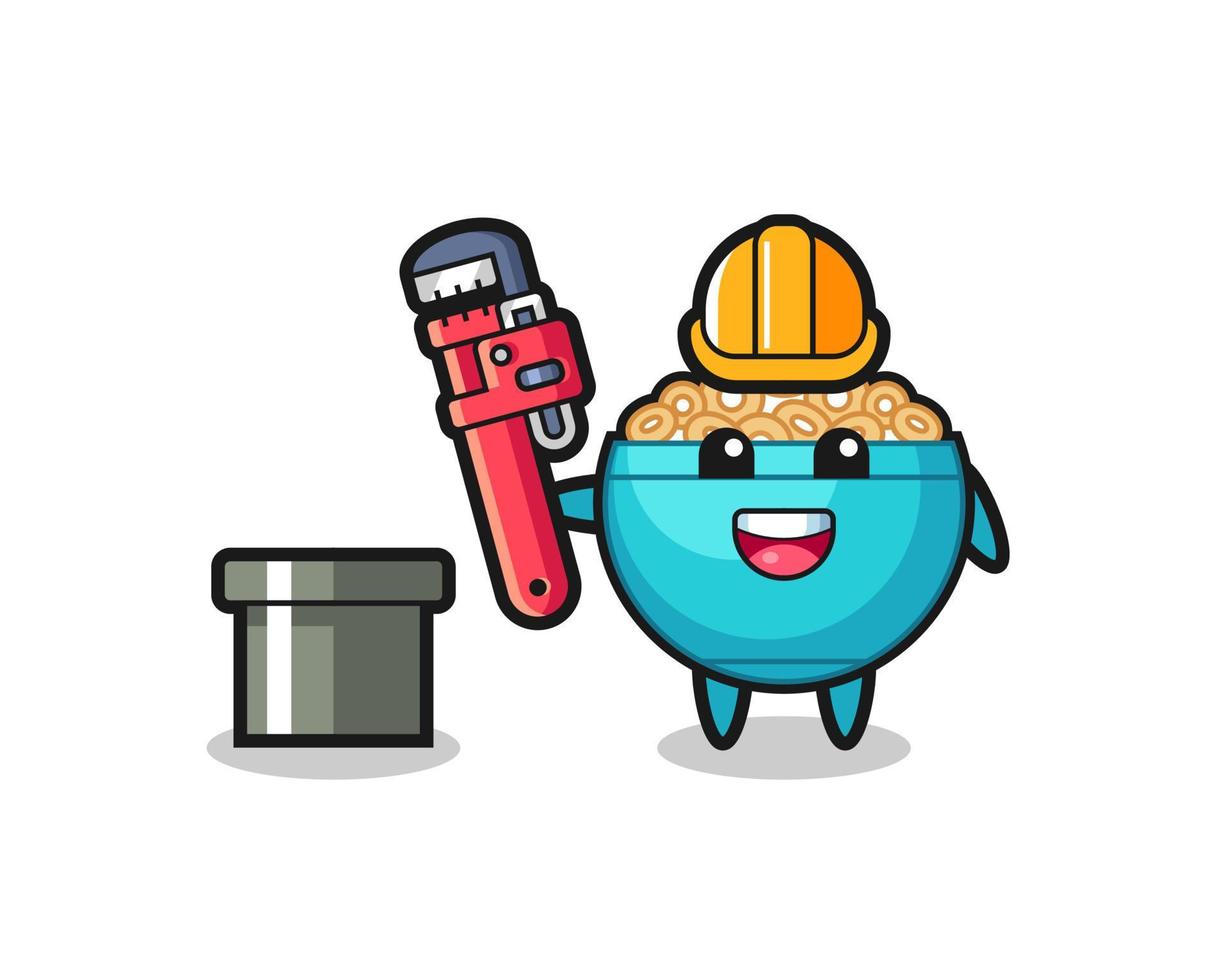 Character Illustration of cereal bowl as a plumber vector