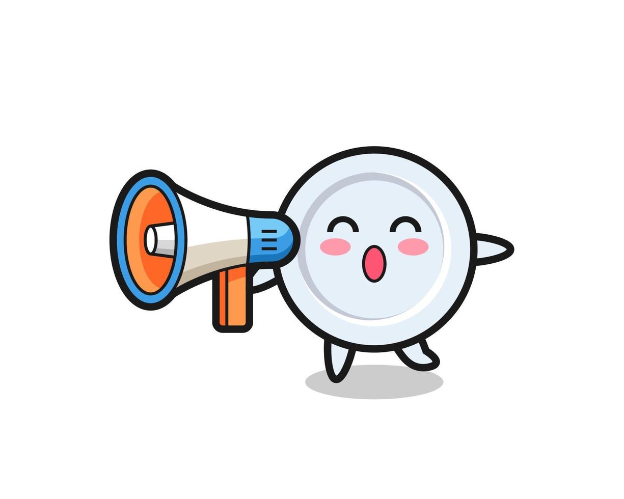 plate character illustration holding a megaphone vector