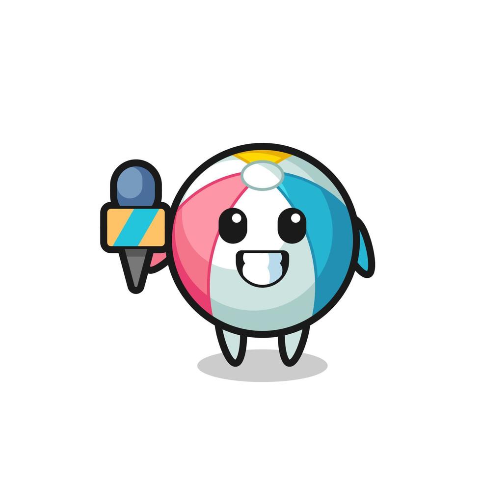 Character mascot of beach ball as a news reporter vector